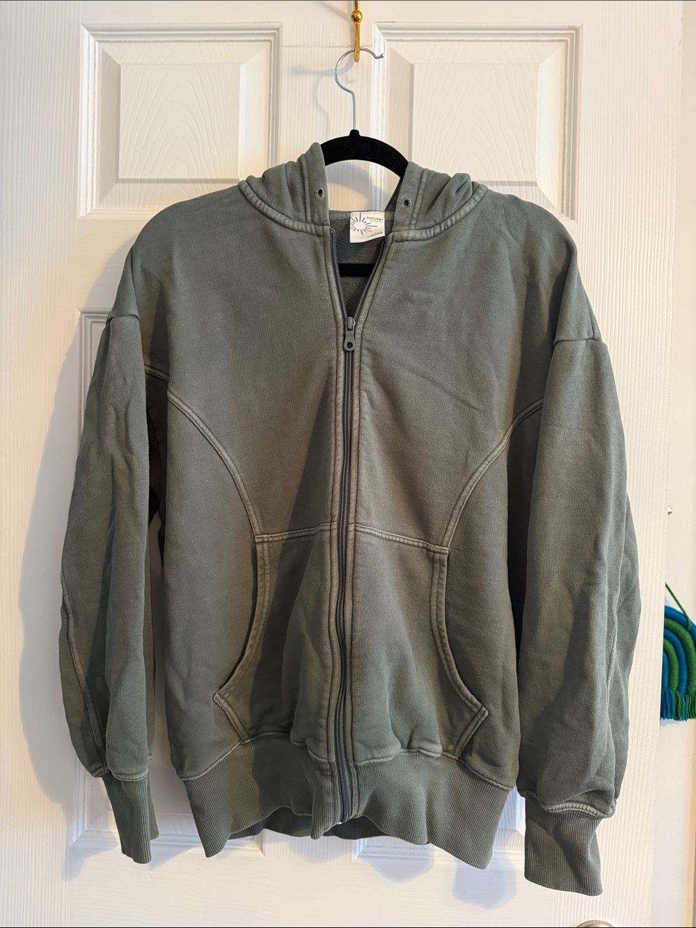 aerie Olive Green Zip-Up Hoodie with Hood